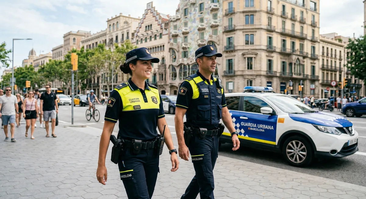 Agentes de la Guàrdia Urbana patrullando por Barcelona